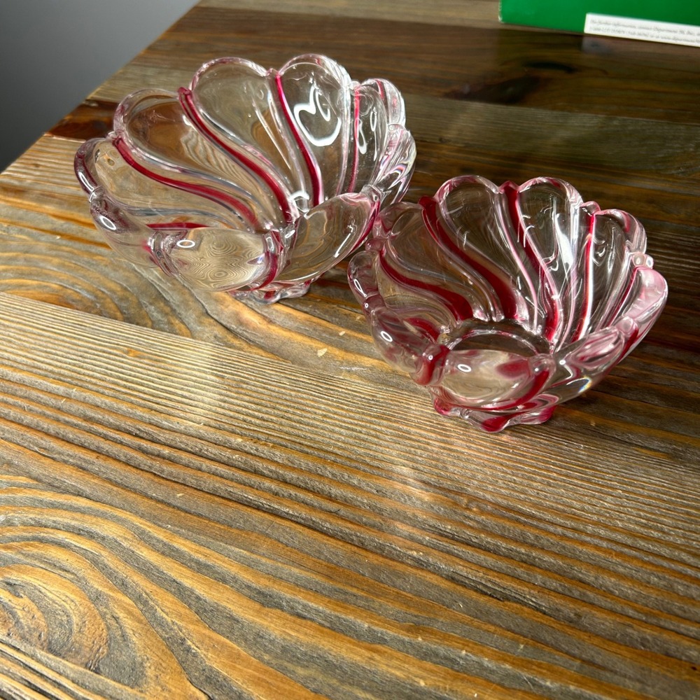 Vintage Mikasa Peppermint‎ Swirl Candy Dishes, trinket or votive holder